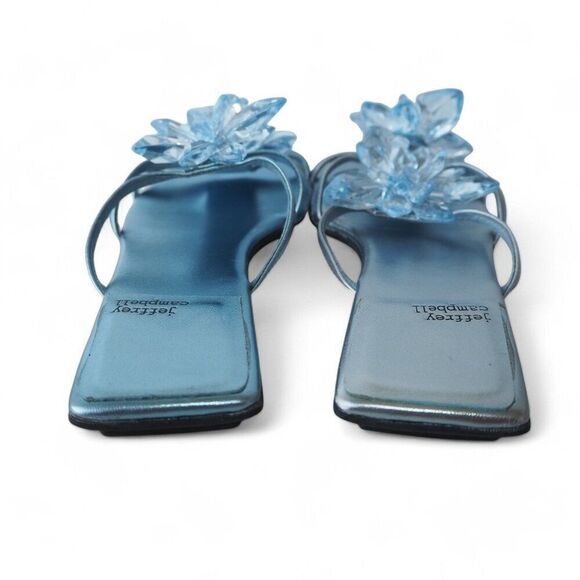 Jeffrey Campbell Crystalize Thong Sandals Light Blue Metallic Women's 6.5M - Picture 5 of 11